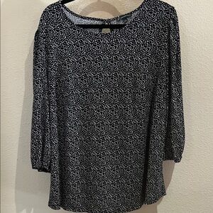 Adrianna Papell Black and White Dotted Blouse